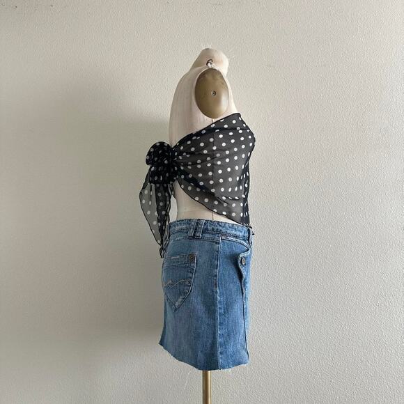handmade black &white polka dot back tie bandeau - Picture 4 of 8